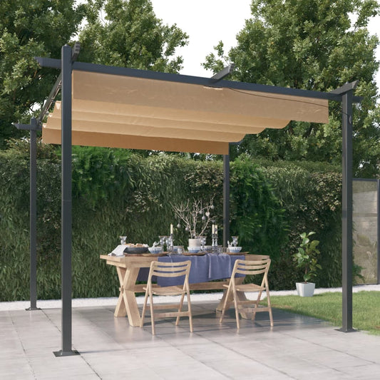 Pergola da Giardino con Tetto Retrattile 3x3 m Tortora - homemem39