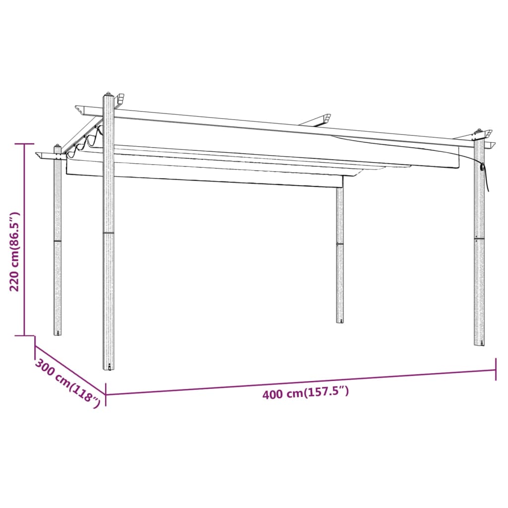 Pergola da Giardino con Tetto Retrattile 4x3 m Antracite - homemem39