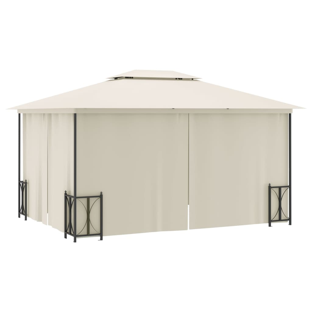 Gazebo con Teli Laterali e Doppio Tetto 3x4 m Crema - homemem39