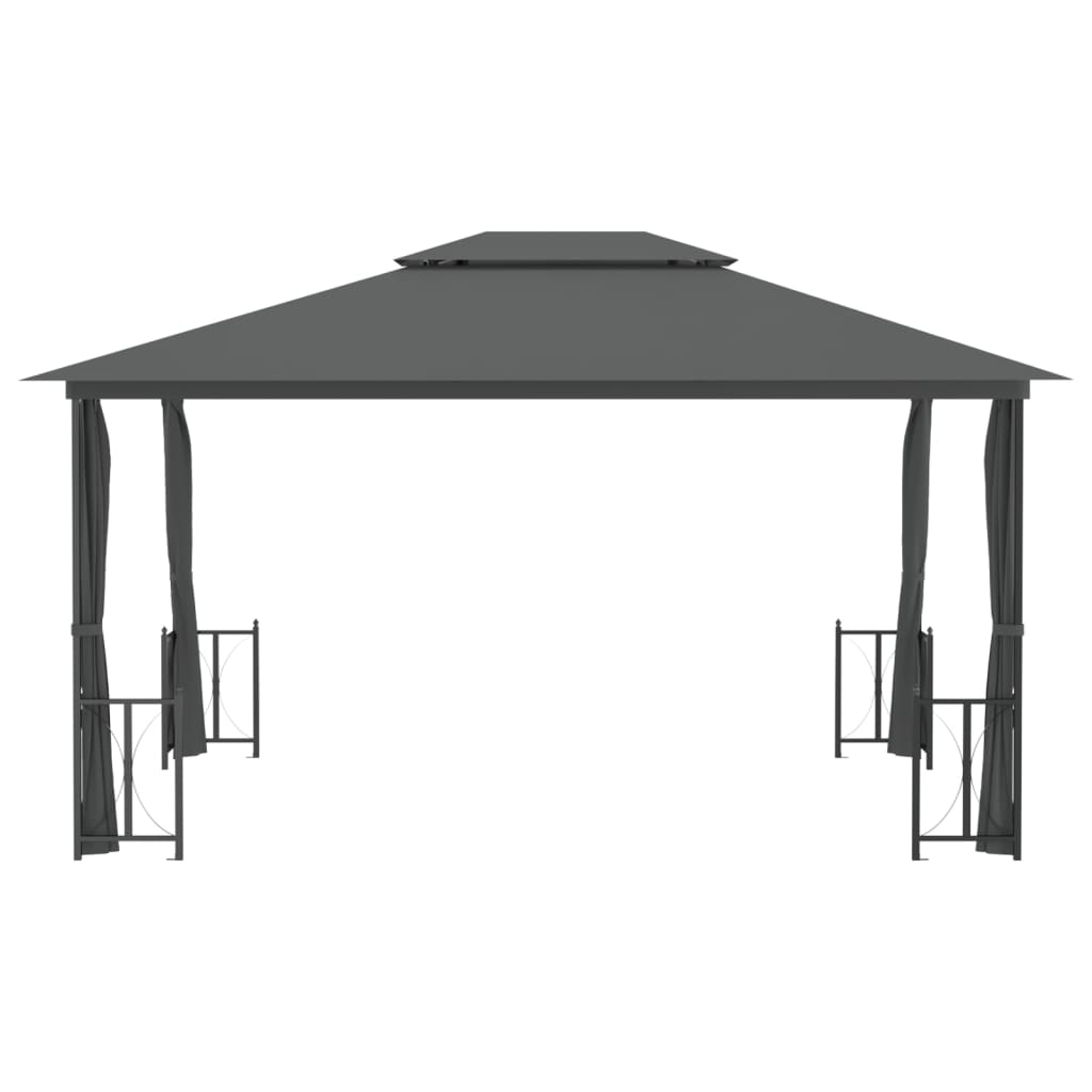 Gazebo con Teli Laterali e Doppio Tetto 3x4 m Antracite - homemem39