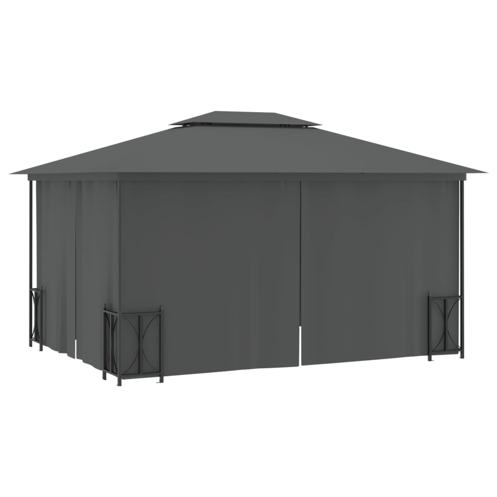 Gazebo con Teli Laterali e Doppio Tetto 3x4 m Antracite - homemem39