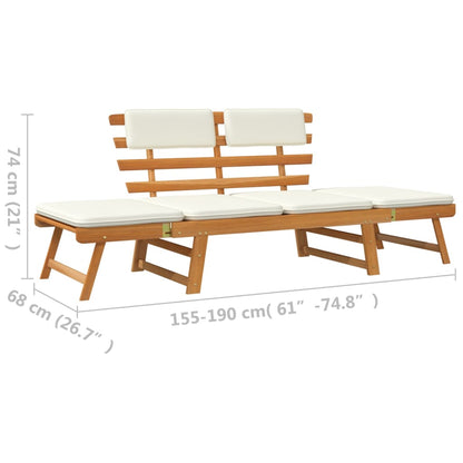 Panca da Giardino con Cuscini 2-in-1 190 cm in Legno di Acacia - homemem39