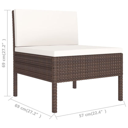 Set Divani da Giardino 5 pz con Cuscini in Polyrattan Marrone - homemem39