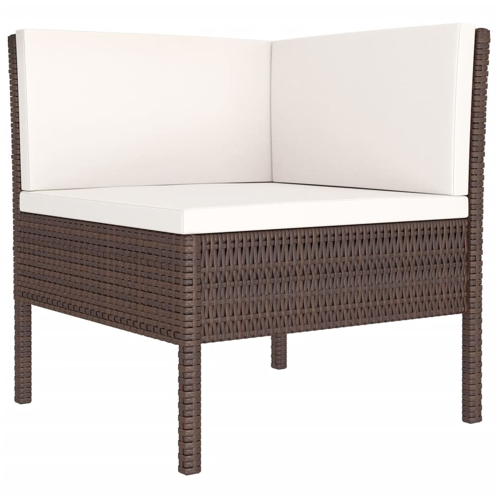 Set Divani da Giardino 5 pz con Cuscini in Polyrattan Marrone - homemem39