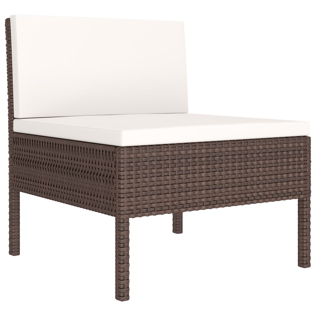 Set Divani da Giardino 5 pz con Cuscini in Polyrattan Marrone - homemem39