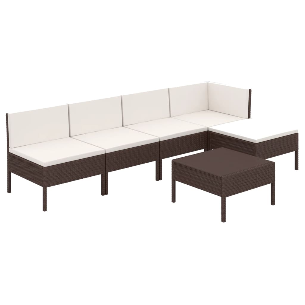 Set Divani da Giardino 6 pz con Cuscini in Polyrattan Marrone - homemem39