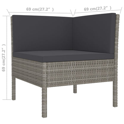 Set Divani da Giardino 6 pz con Cuscini in Polyrattan Grigio - homemem39