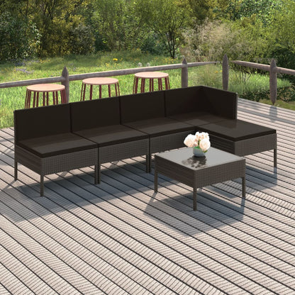 Set Divani da Giardino 6 pz con Cuscini in Polyrattan Grigio - homemem39