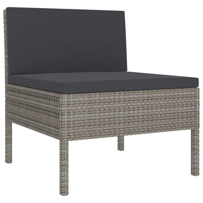 Set Divani da Giardino 5 pz con Cuscini in Polyrattan Grigio - homemem39