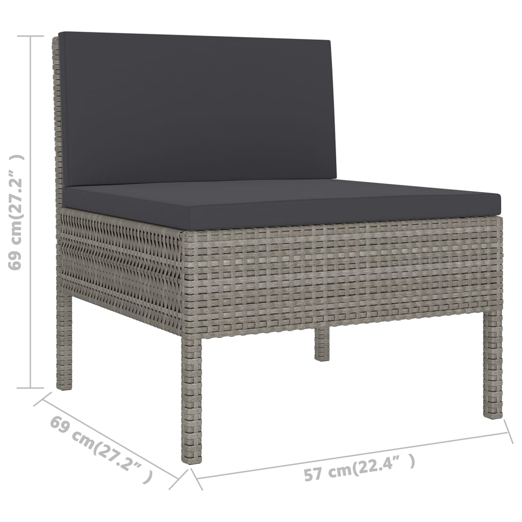 Set Divani da Giardino 5 pz con Cuscini in Polyrattan Grigio - homemem39