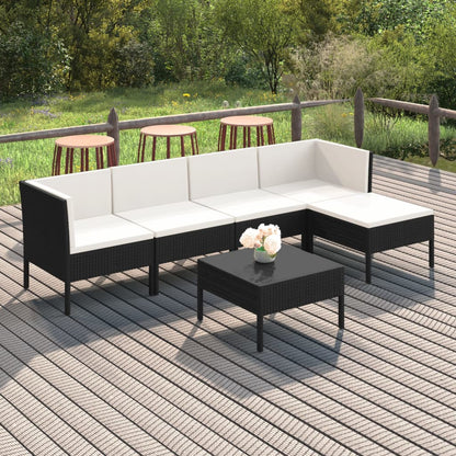 Set Divani da Giardino 6 pz con Cuscini in Polyrattan Nero - homemem39