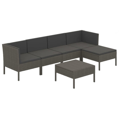 Set Divani da Giardino 6 pz con Cuscini in Polyrattan Grigio - homemem39