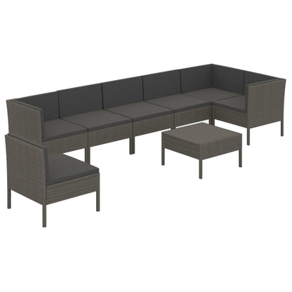 Set Divani da Giardino 8 pz con Cuscini in Polyrattan Grigio - homemem39