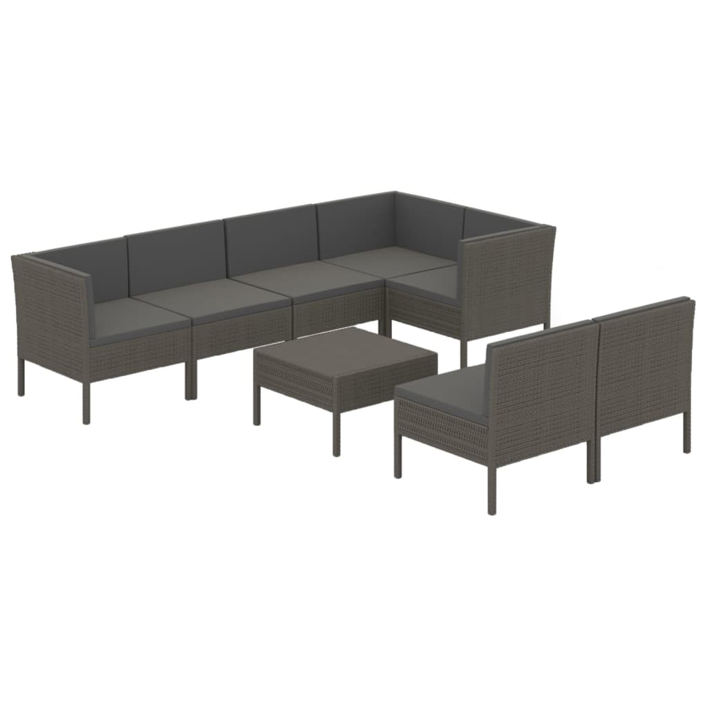 Set Divani da Giardino 8 pz con Cuscini in Polyrattan Grigio - homemem39