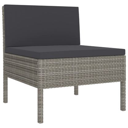 Set Divani da Giardino 9 pz con Cuscini in Polyrattan Grigio - homemem39