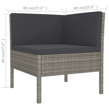 Set Divani da Giardino 9 pz con Cuscini in Polyrattan Grigio - homemem39