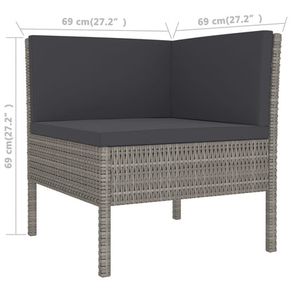 Set Divani da Giardino 7 pz con Cuscini in Polyrattan Grigio - homemem39