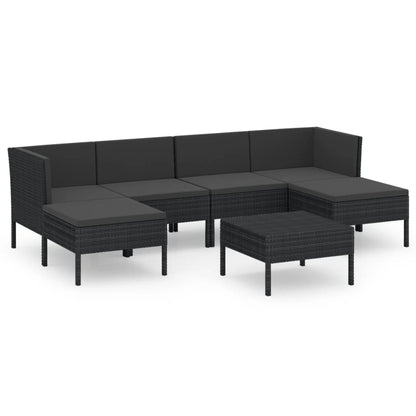 Set Divani da Giardino 7 pz con Cuscini in Polyrattan Nero - homemem39