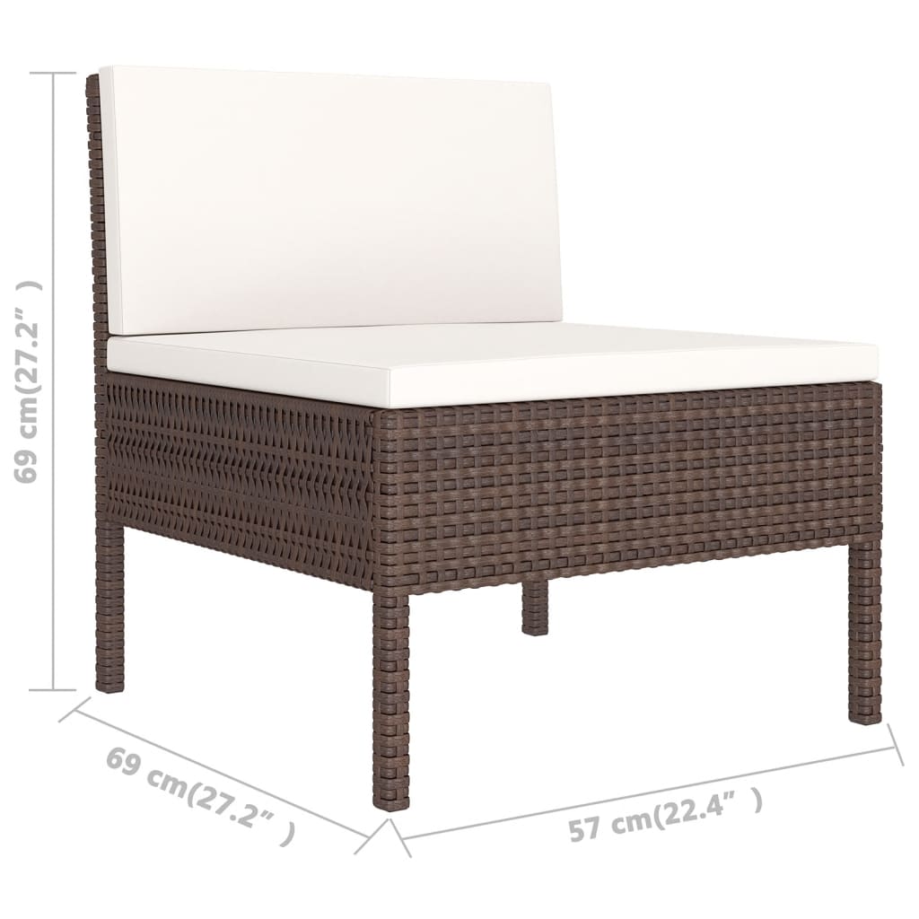 Set Divani da Giardino 10 pz con Cuscini in Polyrattan Marrone - homemem39