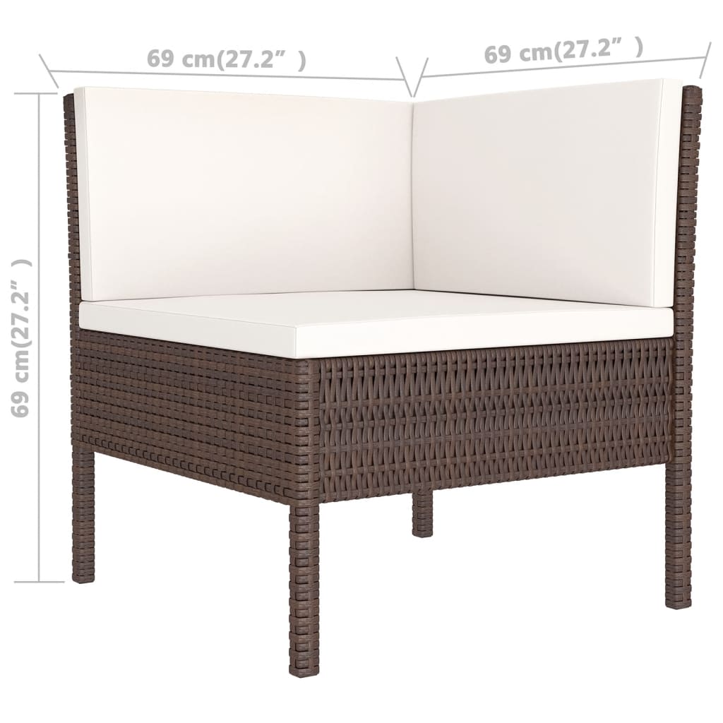 Set Divani da Giardino 10 pz con Cuscini in Polyrattan Marrone - homemem39