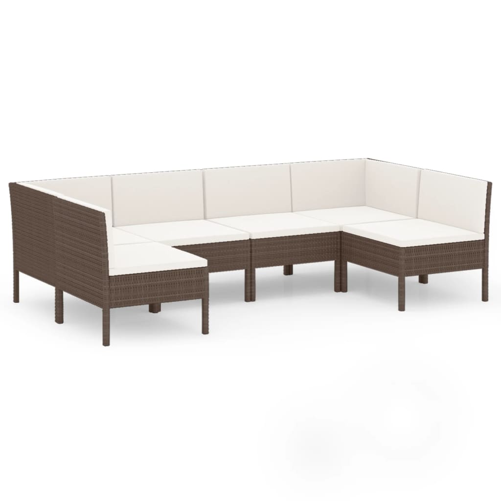 Set Divani da Giardino 6 pz con Cuscini in Polyrattan Marrone - homemem39