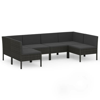 Set Divani da Giardino 6 pz con Cuscini in Polyrattan Nero - homemem39