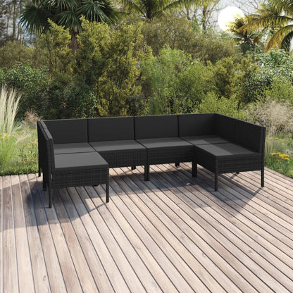 Set Divani da Giardino 6 pz con Cuscini in Polyrattan Nero - homemem39