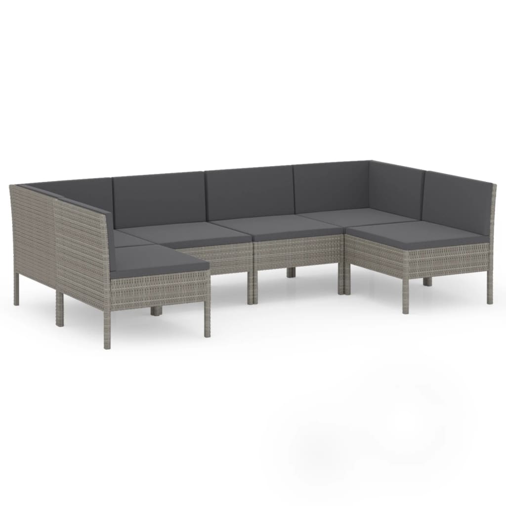 Set Divani da Giardino 8 pz con Cuscini in Polyrattan Grigio - homemem39