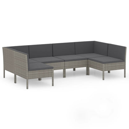 Set Divani da Giardino 8 pz con Cuscini in Polyrattan Grigio - homemem39