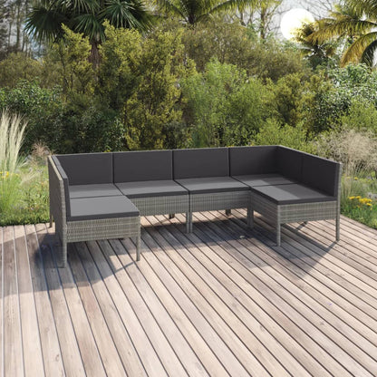 Set Divani da Giardino 8 pz con Cuscini in Polyrattan Grigio - homemem39