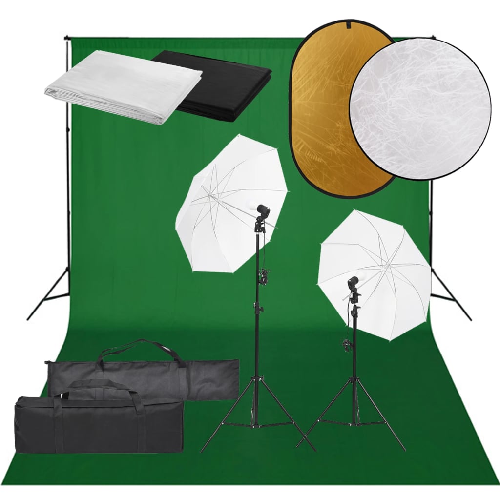 Kit Studio Fotografico con Set di Luci, Fondale e Riflettore - homemem39