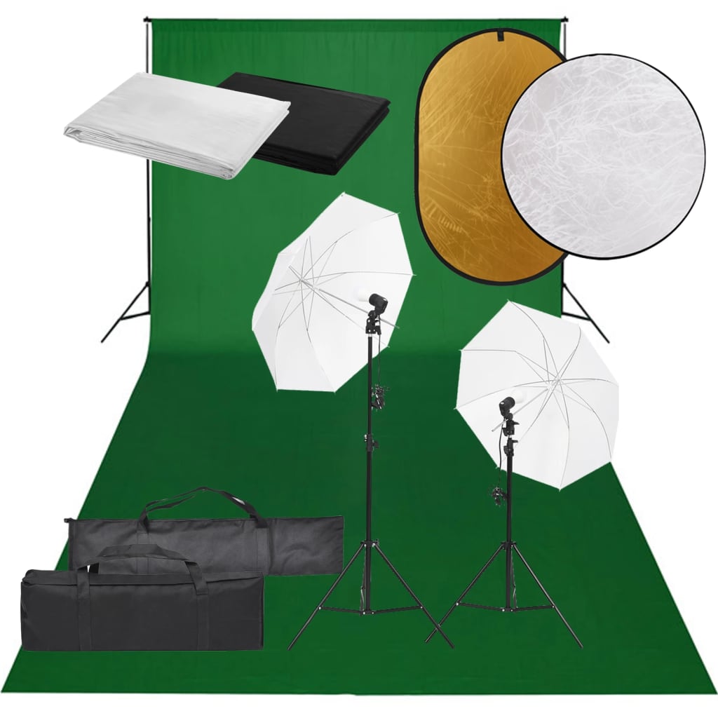 Kit Studio Fotografico con Set di Luci, Fondale e Riflettore - homemem39