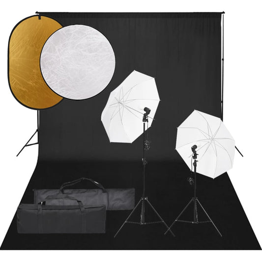 Kit per Studio Fotografico con Set Luci, Fondale e Riflettore - homemem39