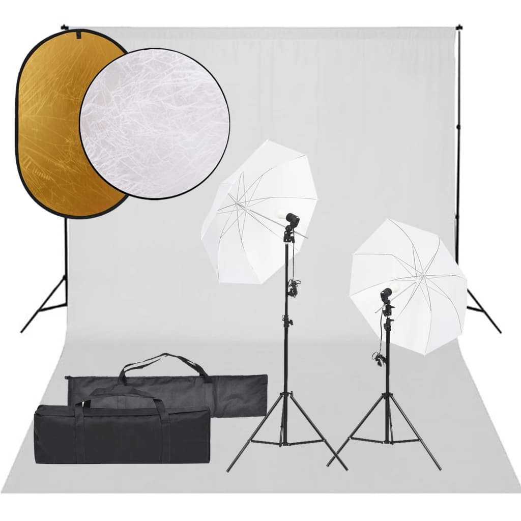 Kit per Studio Fotografico con Set Luci, Fondale e Riflettore - homemem39