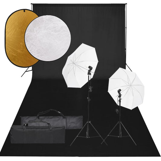 Kit per Studio Fotografico con Set Luci, Fondale e Riflettore - homemem39