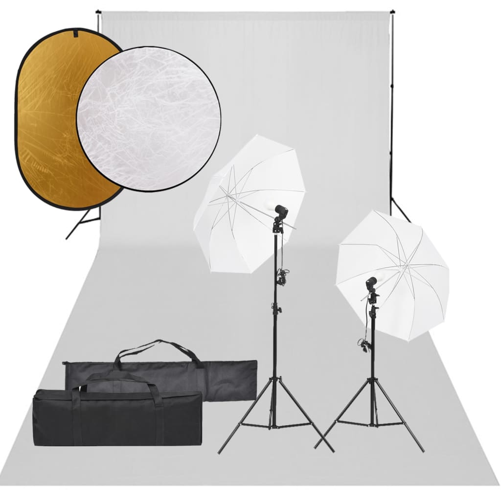 Kit per Studio Fotografico con Set Luci, Fondale e Riflettore - homemem39