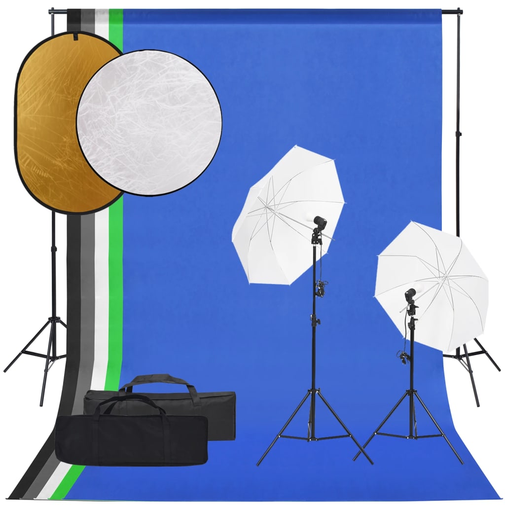 Kit per Studio Fotografico con Set Luci, Fondale e Riflettore - homemem39