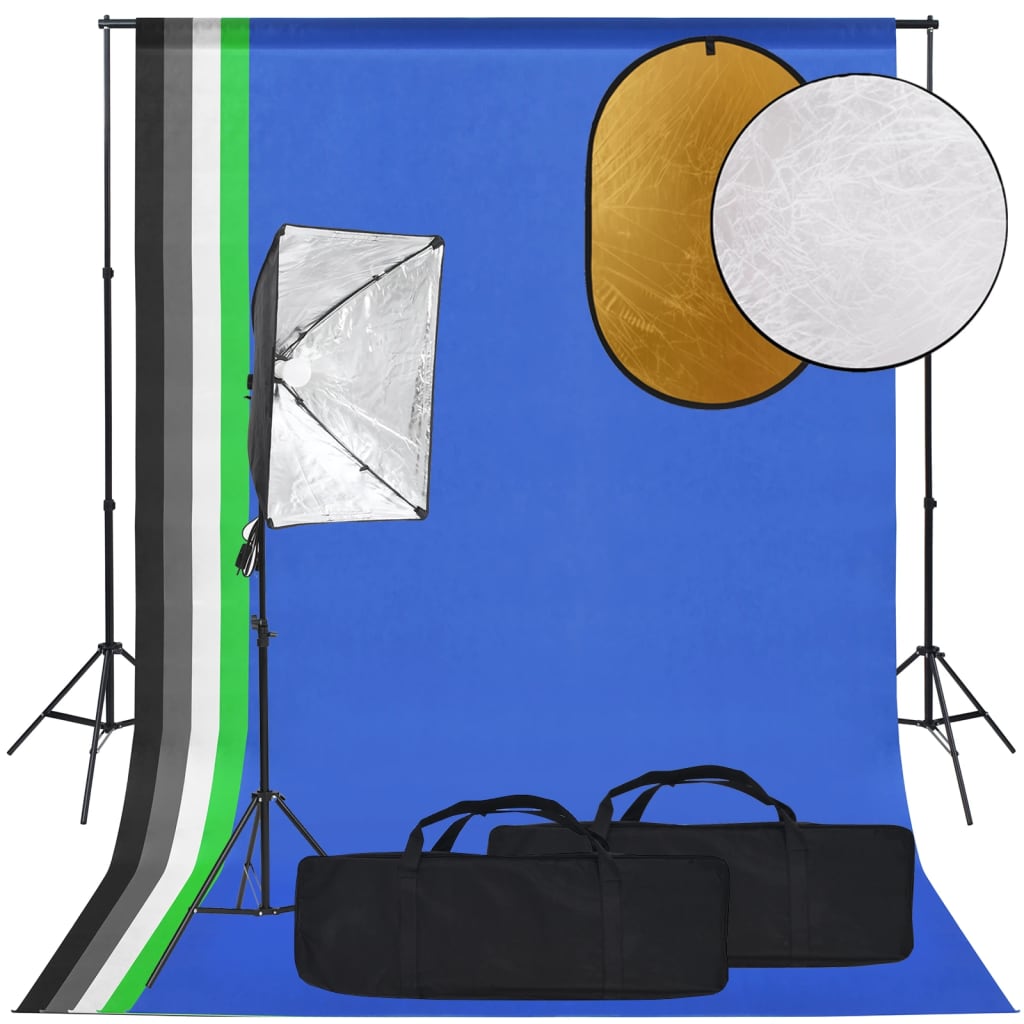 Kit per Studio Fotografico con Softbox, Fondale e Riflettore - homemem39