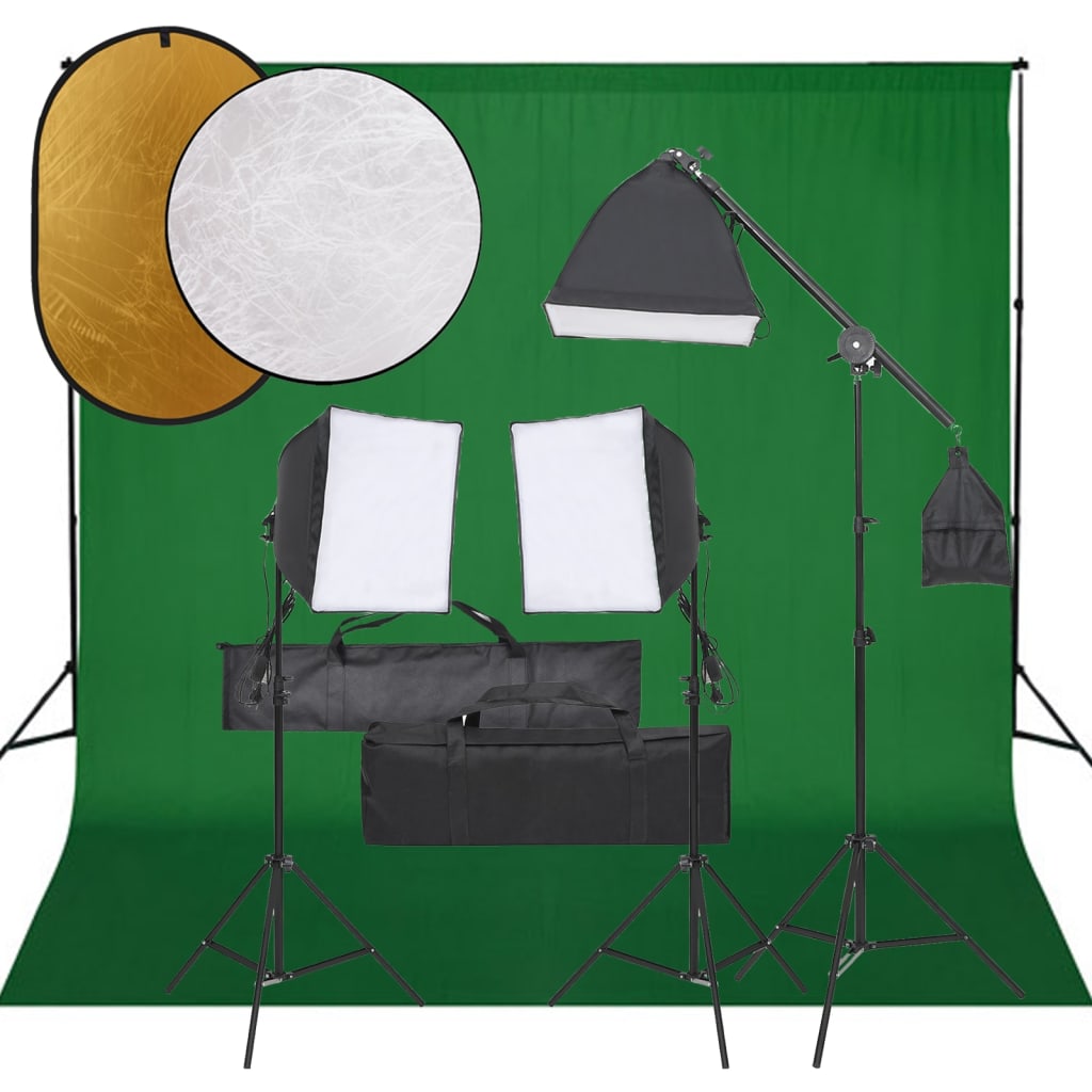 Kit per Studio Fotografico con Set Luci, Fondale e Riflettore - homemem39