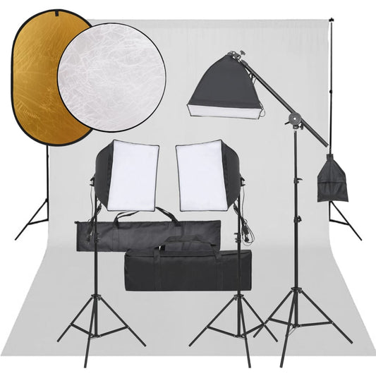 Kit per Studio Fotografico con Set Luci, Fondale e Riflettore - homemem39