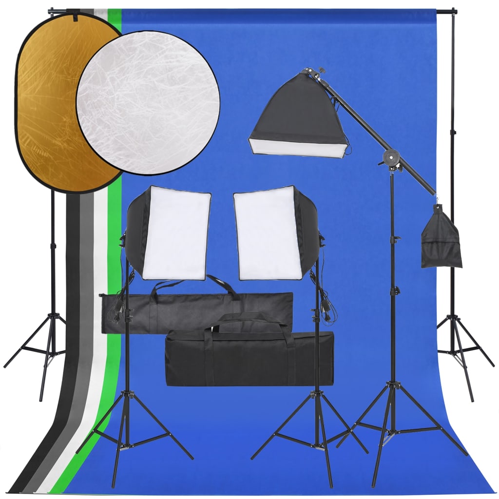 Kit per Studio Fotografico con Set Luci, Fondale e Riflettore - homemem39