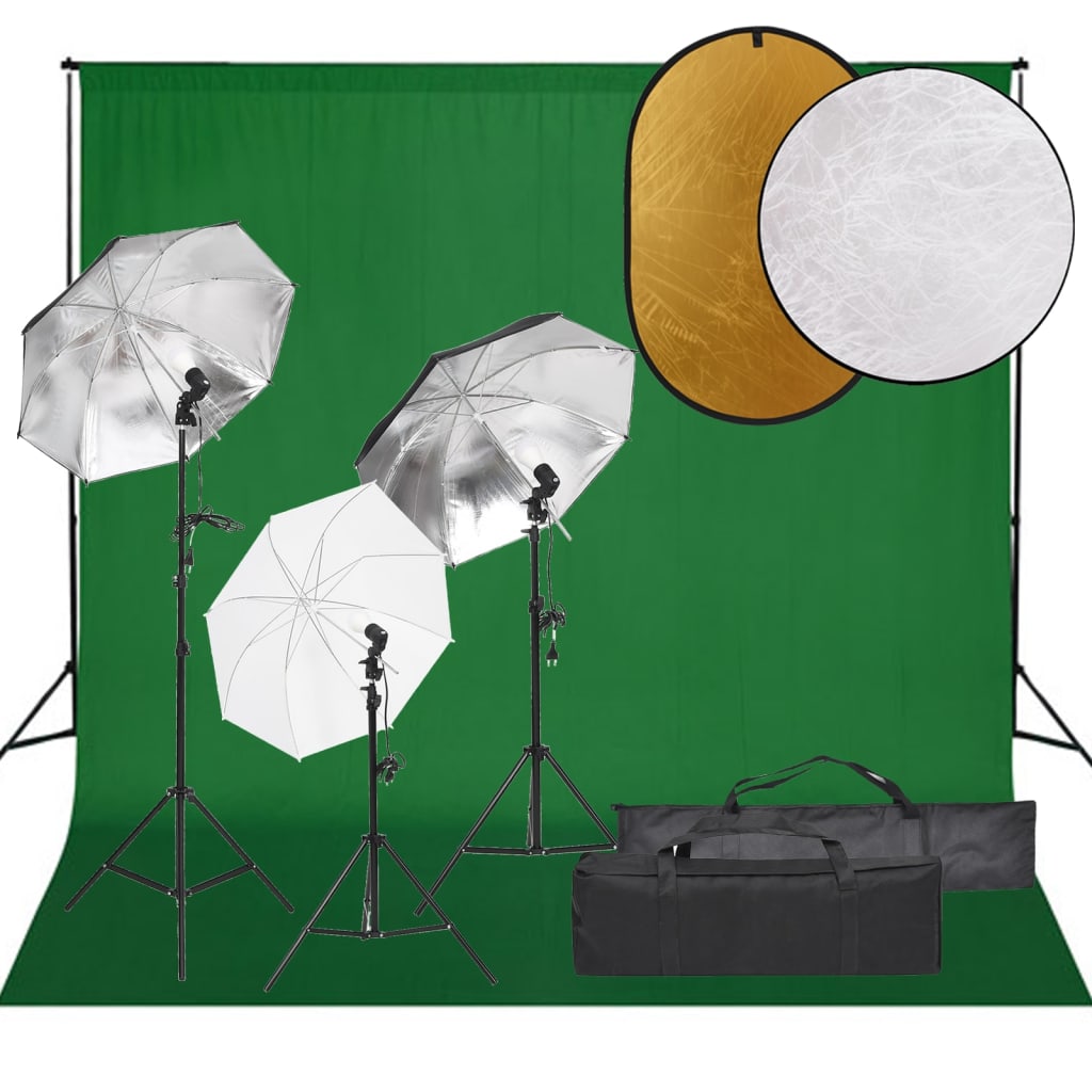 Kit per Studio Fotografico con Set Luci, Fondale e Riflettore - homemem39