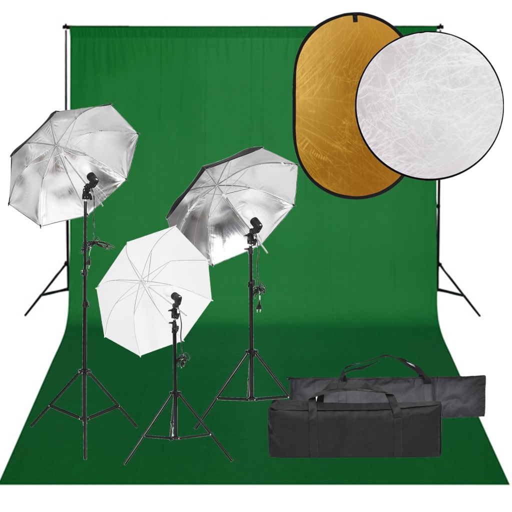 Kit per Studio Fotografico con Set Luci, Fondale e Riflettore - homemem39