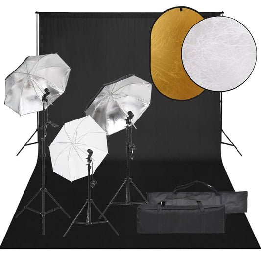 Kit per Studio Fotografico con Set Luci, Fondale e Riflettore - homemem39