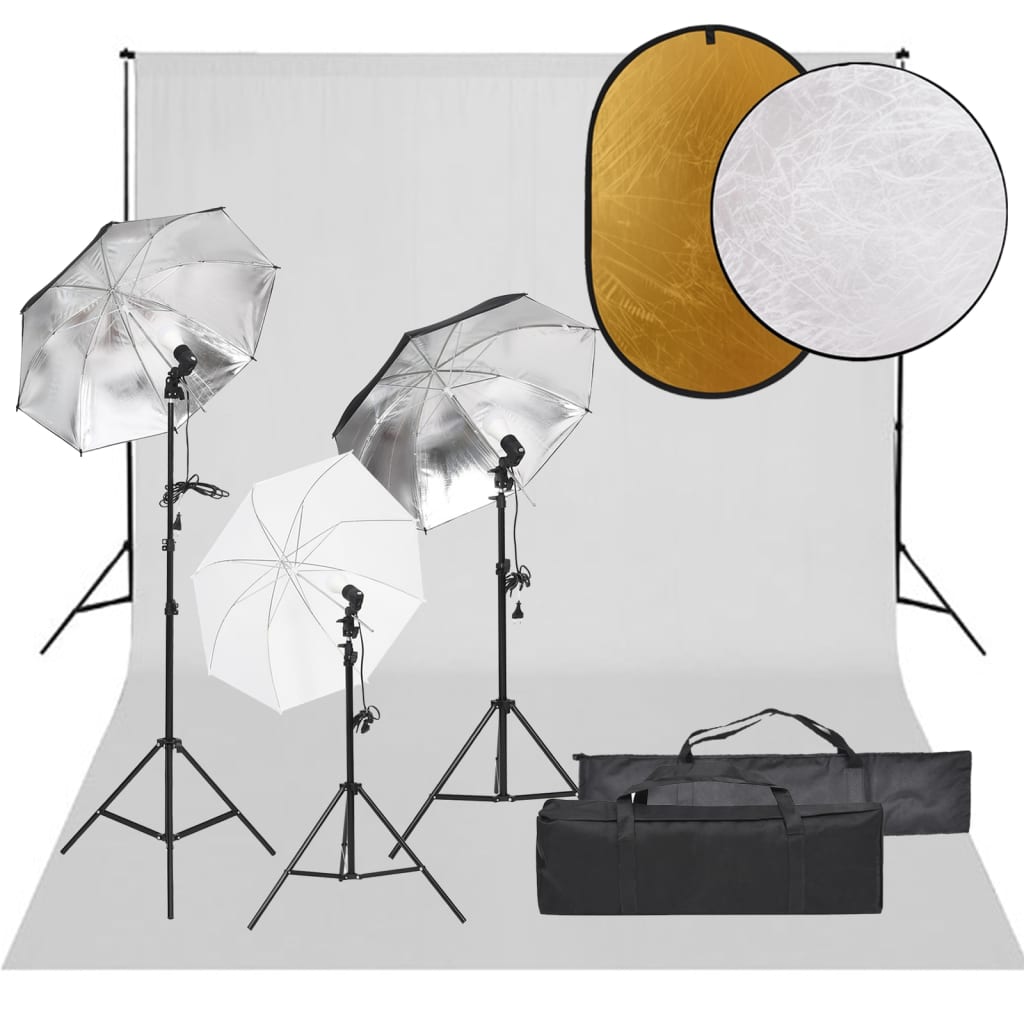 Kit per Studio Fotografico con Set Luci, Fondale e Riflettore - homemem39