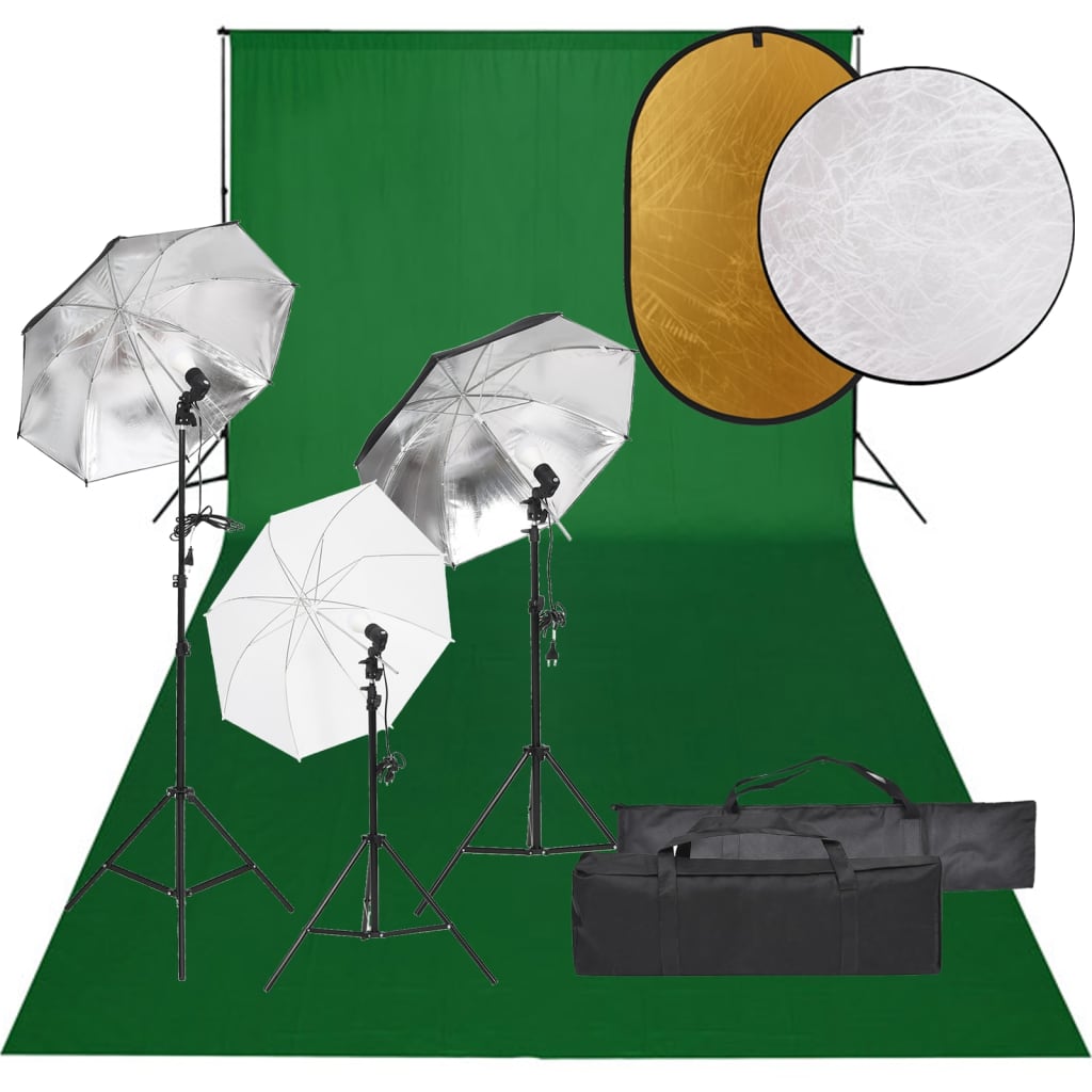 Kit per Studio Fotografico con Set Luci, Fondale e Riflettore - homemem39