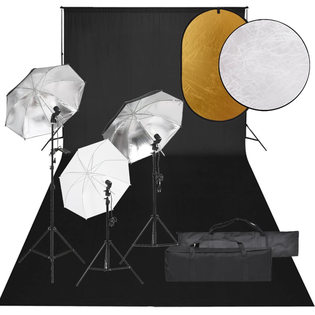 Kit per Studio Fotografico con Set Luci, Fondale e Riflettore - homemem39