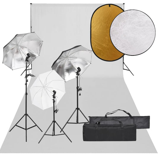 Kit per Studio Fotografico con Set Luci, Fondale e Riflettore - homemem39