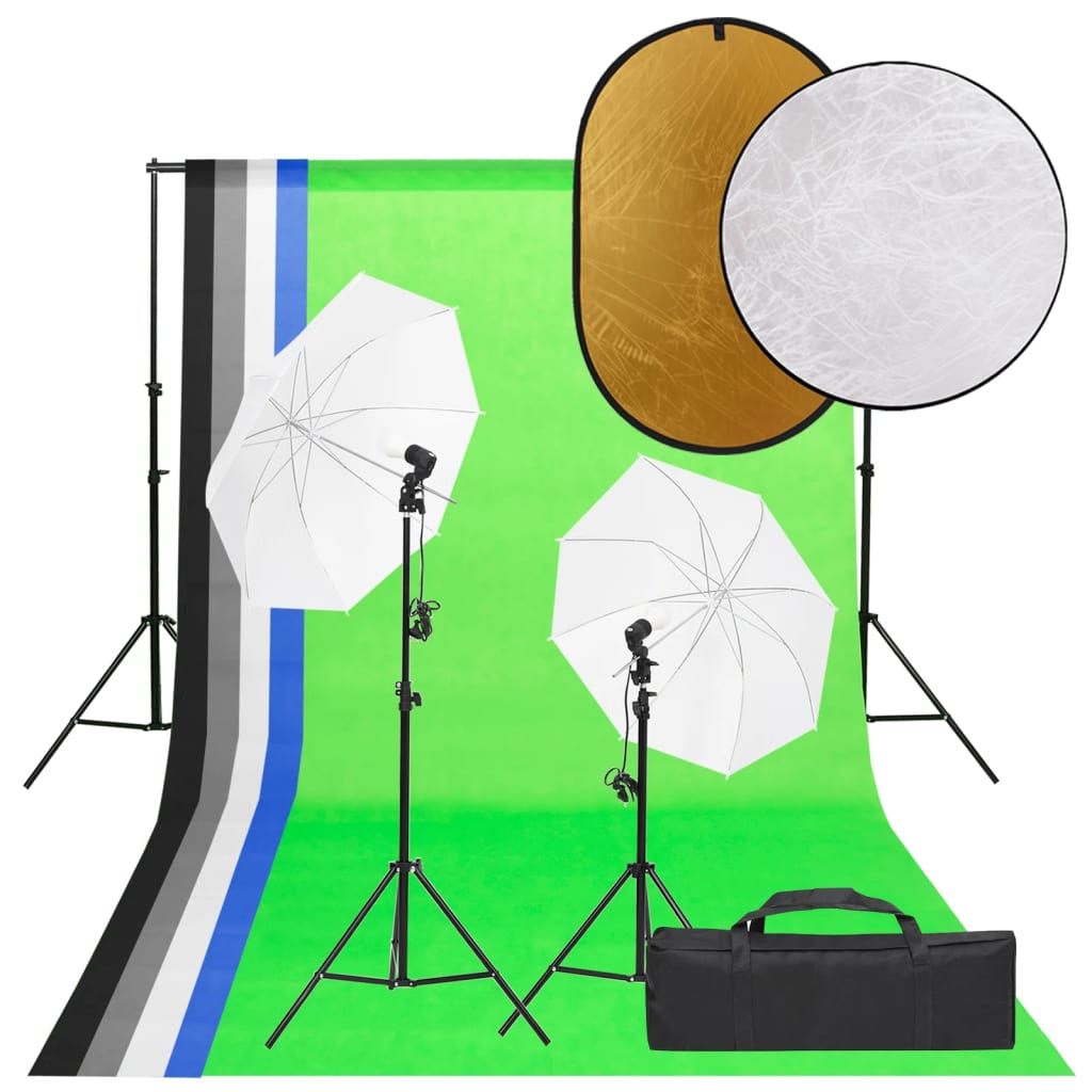 Kit per Studio Fotografico con Set Luci, Fondale e Riflettore - homemem39