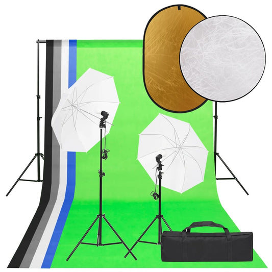 Kit per Studio Fotografico con Set Luci, Fondale e Riflettore - homemem39